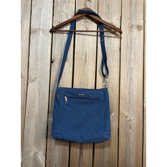 Travelon Handbags - Travelon Anti-Theft Crossbody Bag Navy Blue Nylon RFID Blocking Floral Quilt